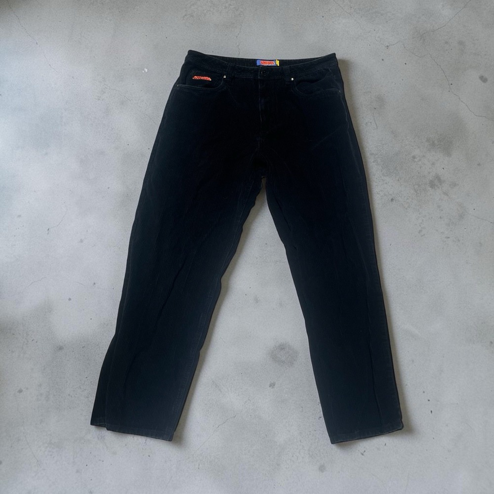Empyre‎ Black Corduroy Skate Pants Straight Leg Embroidered Logo Mens Size 34
